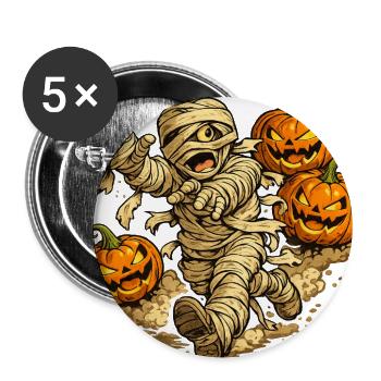 Cute Halloween Mummy wit Pumpkins - Buttons large 2.2'' (5-pack) - white