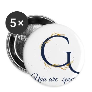 G Monogram Elegance Gift Note - Buttons large 2.2'' (5-pack) - white