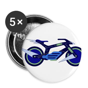 Neon Steel Motorcycle - Buttons large 2.2'' (5-pack) - white