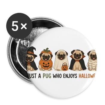 Halloween Pug Crew - Buttons large 2.2'' (5-pack) - white