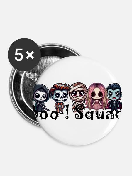 Boo-Squad-Cute-Chibi-Gothic-Style-Halloween-Art - Buttons large 2.2'' (5-pack) - white
