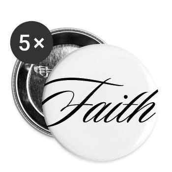 Faith Cursive Script Handwritten Christian Aesthet - Buttons large 2.2'' (5-pack) - white