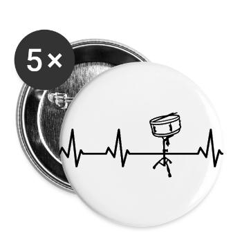 Snare Drum Heartbeat - Buttons large 2.2'' (5-pack) - white