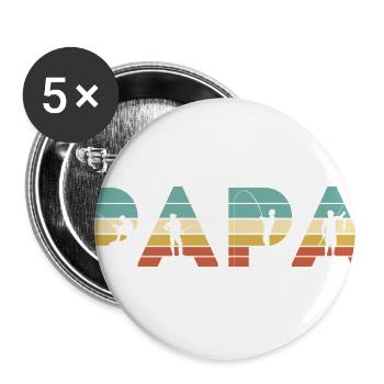 Papa Vintage Fishing Dad Angler Gift - Buttons large 2.2'' (5-pack) - white