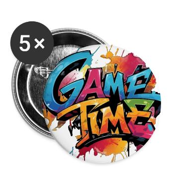Its game time - Buttons large 2.2'' (5-pack) - white