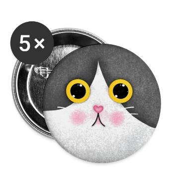 Whimsical Cat Face - Buttons large 2.2'' (5-pack) - white