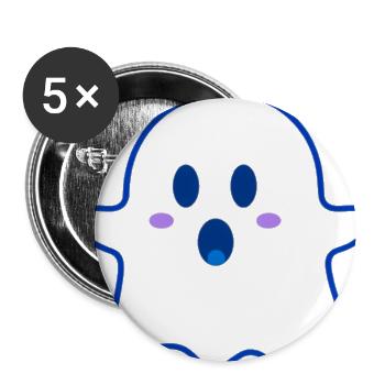Blue Neon Ghost Outline - Buttons large 2.2'' (5-pack) - white