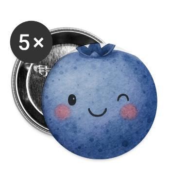 Blueberry Kawaii Watercolor Smile Kids Children - Buttons large 2.2'' (5-pack) - white