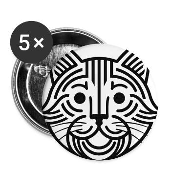 Geometric Cat Face Minimalist Line Art - Buttons large 2.2'' (5-pack) - white