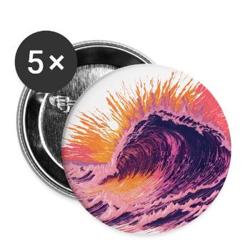 Neon Wave Splash Art - Buttons large 2.2'' (5-pack) - white