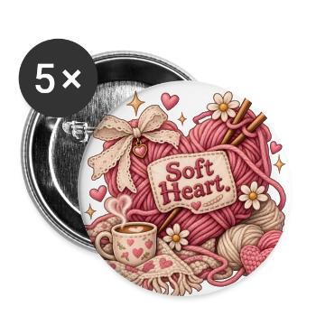 Soft Heart. - Buttons large 2.2'' (5-pack) - white