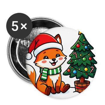 Cosy Fox Santa Scene - Buttons large 2.2'' (5-pack) - white