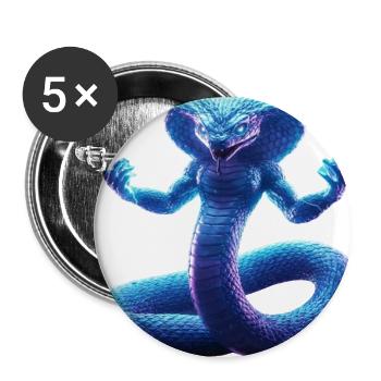 Neon Blue-Purple Fantasy Snake with Glow Eyes - Buttons large 2.2'' (5-pack) - white