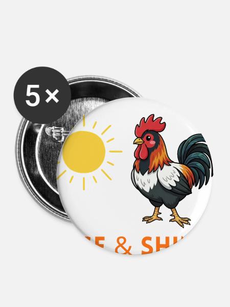 Rise and shine Rooster bird - Buttons large 2.2'' (5-pack) - white