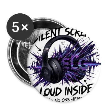 Silent Scream - Mental Noise Glitch Art - Buttons large 2.2'' (5-pack) - white