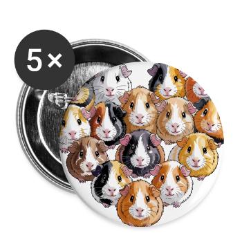  Guinea Pig Heart Cute Cavy Lovers Pet Rodent - Buttons large 2.2'' (5-pack) - white