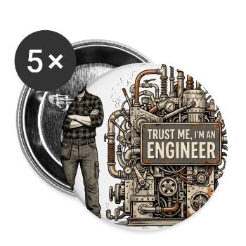 Steampunk Engineer Portrait Machine - Buttons large 2.2'' (5-pack) - white