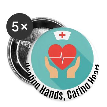 Healing Hands, Caring Hearts – Nurse T-Shirt - Buttons large 2.2'' (5-pack) - white