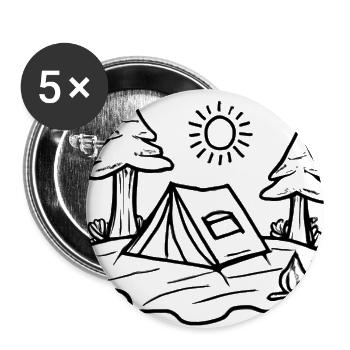 Tent in Pines Camp Sketch - Buttons large 2.2'' (5-pack) - white