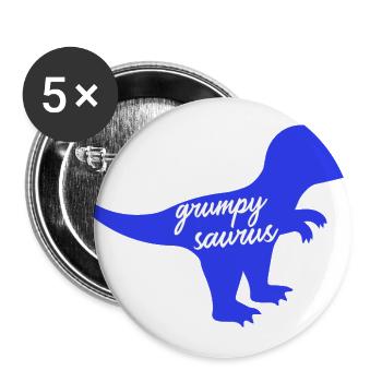 Grumpysaurus Funny Blue T-Rex Dinosaur - Buttons large 2.2'' (5-pack) - white