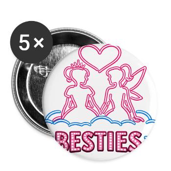 Besties Neon Heart Bond - Buttons large 2.2'' (5-pack) - white
