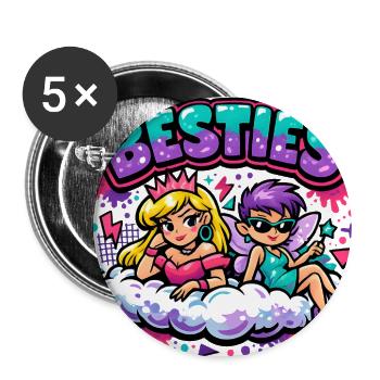 Besties Cloud Duo - Buttons large 2.2'' (5-pack) - white