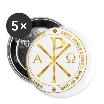 Gold Alpha Omega Sigil - Buttons large 2.2'' (5-pack) - white