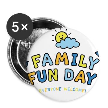 Family Fun Day Colorblock Letters - Buttons large 2.2'' (5-pack) - white