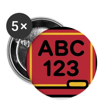 Chalkboard ABC 123 Back to School - Buttons large 2.2'' (5-pack) - white
