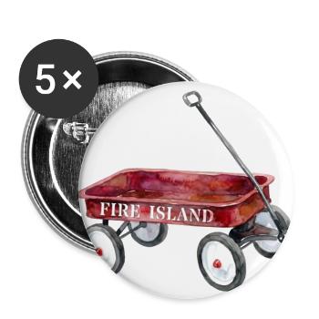 Fire Island Red Wagon Watercolor Beach Vacation  - Buttons large 2.2'' (5-pack) - white