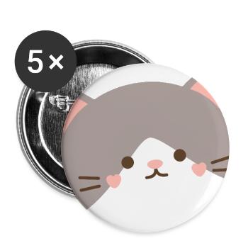 Cute Cat Face Illustration - Buttons large 2.2'' (5-pack) - white