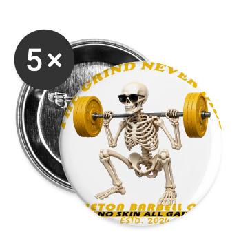 Skeleton Barbell Club No Skin All Gain - Buttons large 2.2'' (5-pack) - white