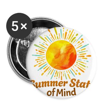 Summer State of Mind Sunburst - Buttons large 2.2'' (5-pack) - white