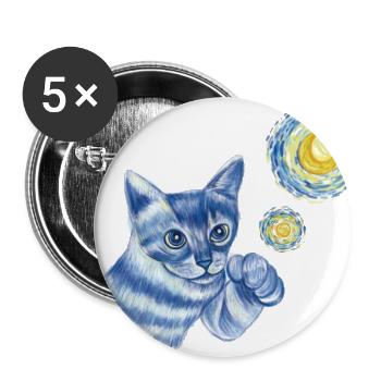  Blue Starry Night British Shorthair Cat Graphic - Buttons large 2.2'' (5-pack) - white