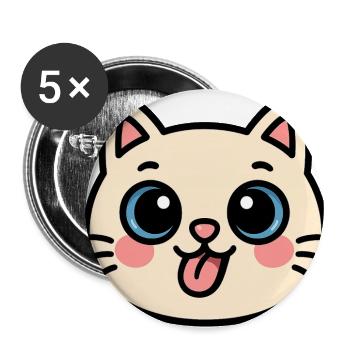 Kawaii Cat Face - Buttons large 2.2'' (5-pack) - white