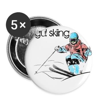 Powder Neon Skier Jump - Buttons large 2.2'' (5-pack) - white