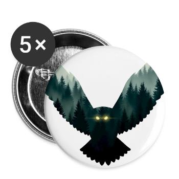 Misty Forest Owl Double Exposure Wisdom Pine Trees - Buttons large 2.2'' (5-pack) - white