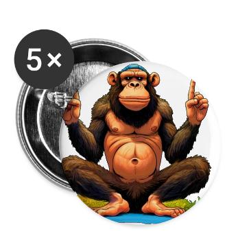 Monkey Yoga / Yogi Monkey - Buttons large 2.2'' (5-pack) - white
