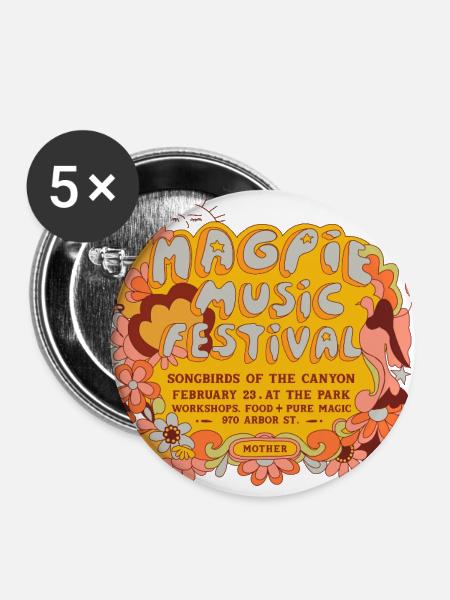 Magpie Music Festival  - Buttons large 2.2'' (5-pack) - white