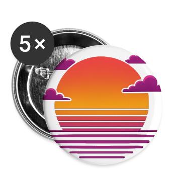 Retro Neon Sunset Horizon - Buttons large 2.2'' (5-pack) - white