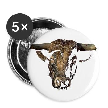 Rugged Bull Head Portrait - Buttons large 2.2'' (5-pack) - white
