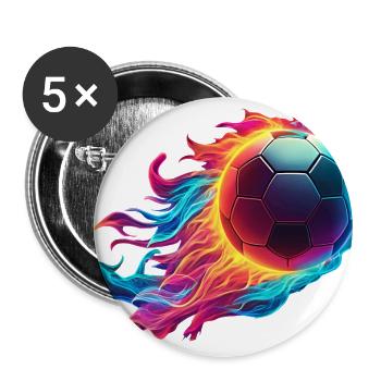 Fiery Football - Soccer Ball Fire - Buttons large 2.2'' (5-pack) - white