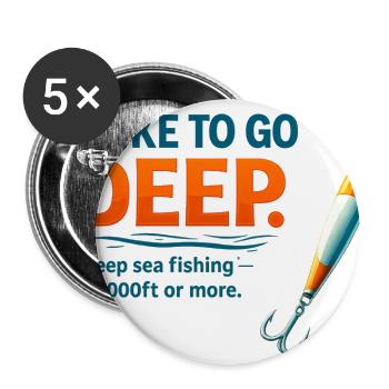 Deep Sea Fishing Depths Tee - Buttons large 2.2'' (5-pack) - white