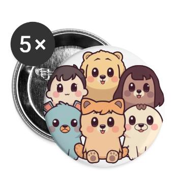 Chibi Critter Squad Collective - Buttons large 2.2'' (5-pack) - white