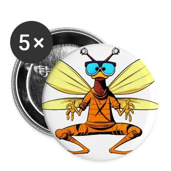 Fly Yogi - Buttons large 2.2'' (5-pack) - white