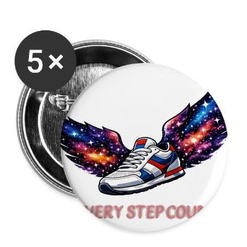 Cosmic Winged Sneaker: Every Step Counts - Buttons large 2.2'' (5-pack) - white