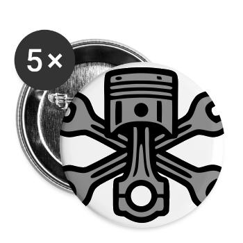 Piston Wrenches Crest Logo - Buttons large 2.2'' (5-pack) - white