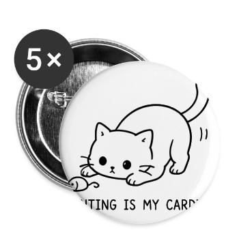 Hunting Is My Cardio Cute Cat Toy Mouse Minimalist - Buttons large 2.2'' (5-pack) - white