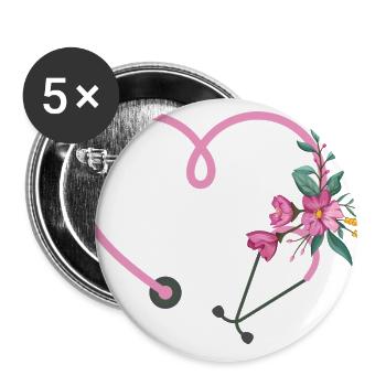 Floral Stethoscope - Buttons large 2.2'' (5-pack) - white