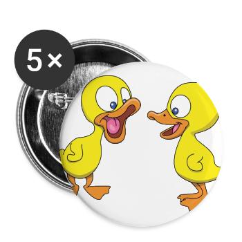 Quirky Duck Duo Illustration - Buttons large 2.2'' (5-pack) - white